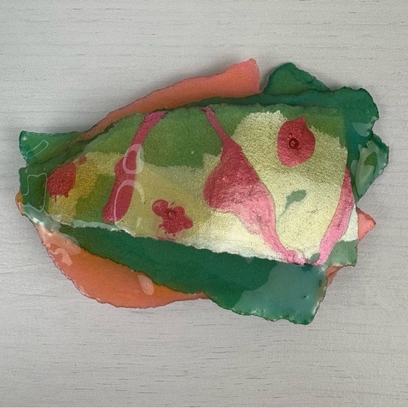 Vintage‎ 90s Postmodern Brooches Pins Set of 2 Handmade Paper Mache Acrylic - Picture 3 of 17